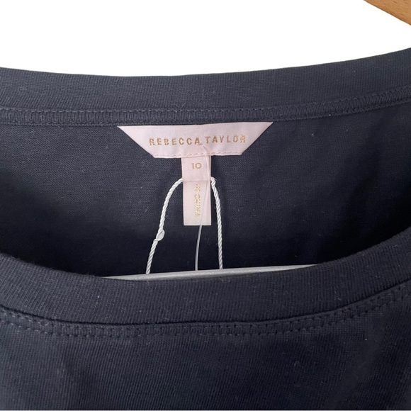 Rebecca Taylor Embroidered Tai Floral‎ 10 Black Mini Silk Cotton Dress - Picture 12 of 14